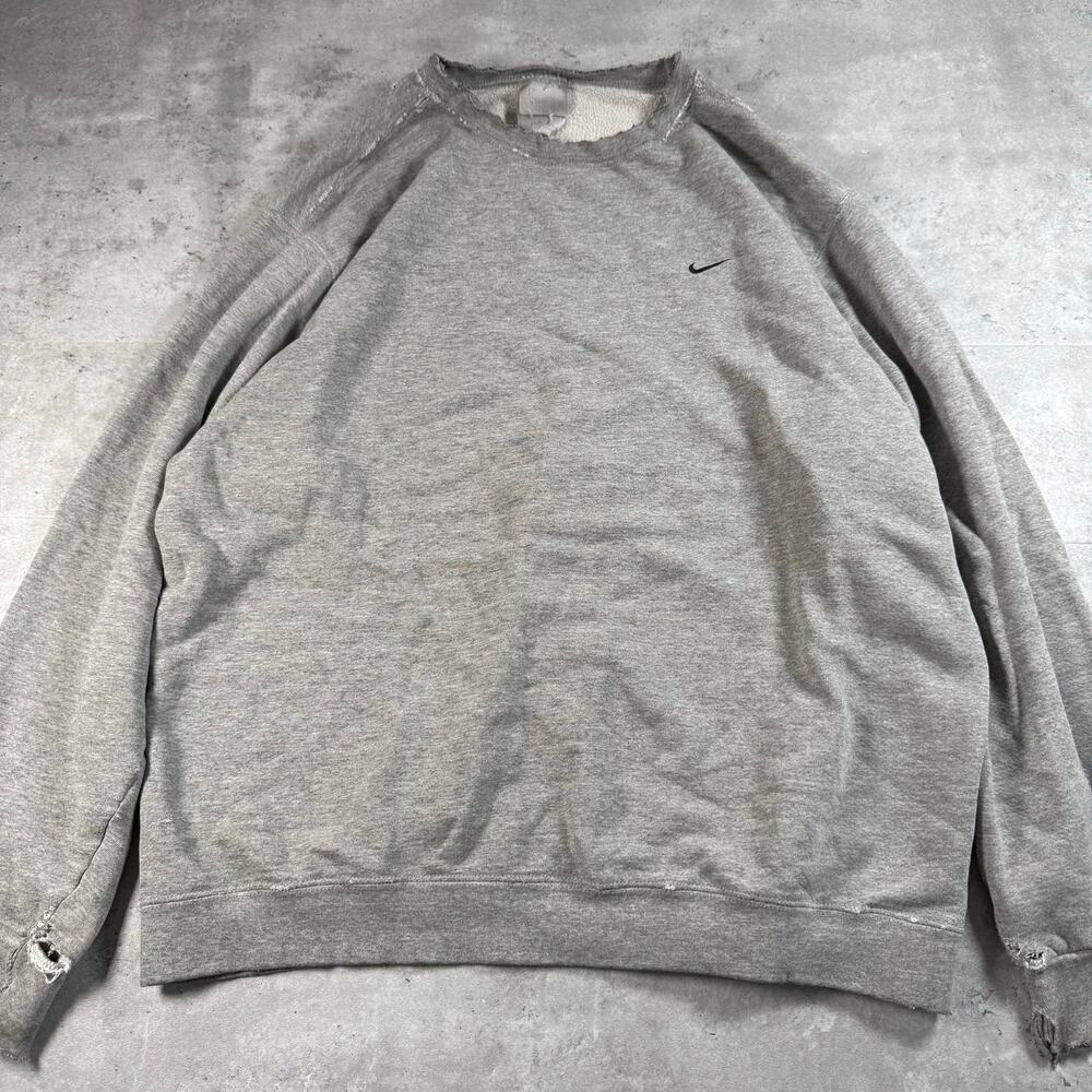 Vintage Nike grey crewneck sweatshirt small check nike distressed size XL